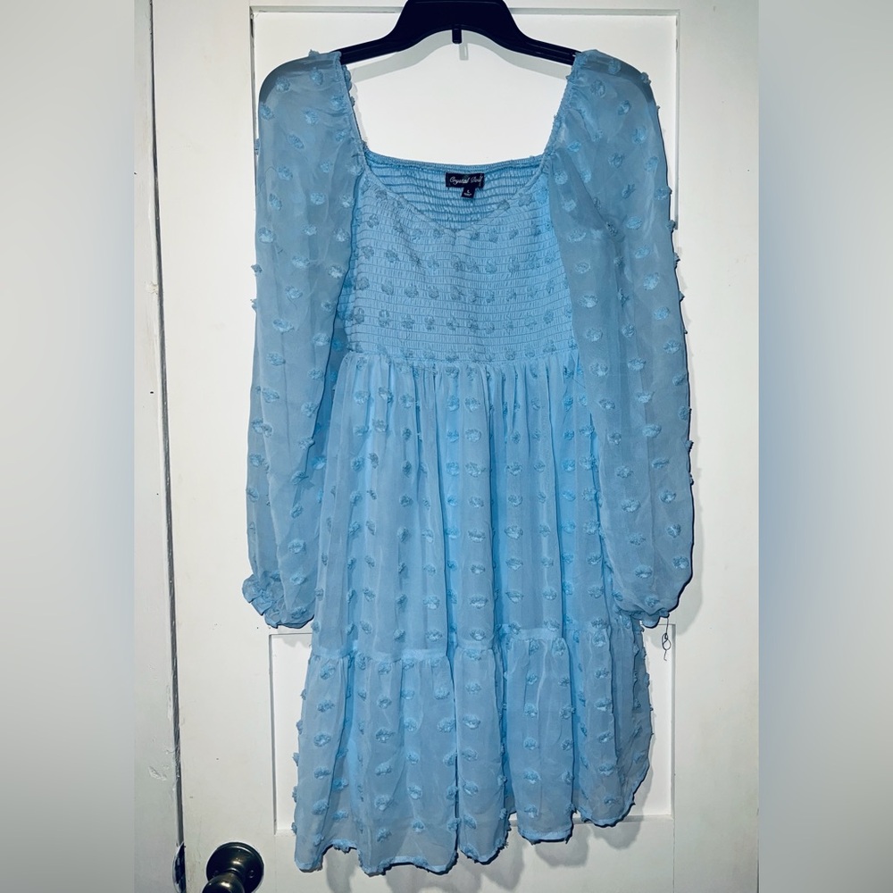 Crystal Doll Sky Blue Textured Dress